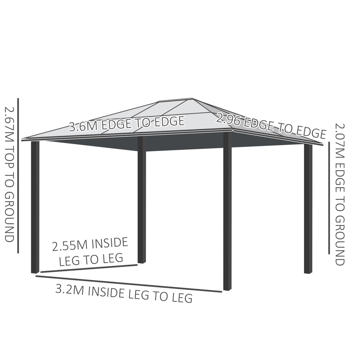 easycomfort easycomfort gazebo da giardino in acciaio alluminio e poliestere con tetto in policarbonato e zanzariere 2 94x3 60x2 67 m