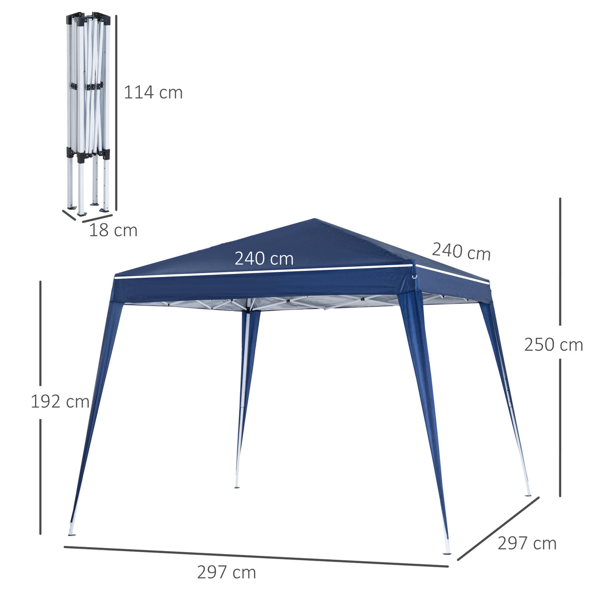 easycomfort easycomfort gazebo pieghevole da giardino 2 4x2 4m con struttura in acciaio e corde antivento blu