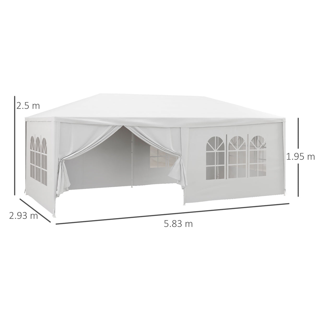 easycomfort easycomfort gazebo tendone per feste 6x3m con pareti laterali rimovibili porte e finestre bianco