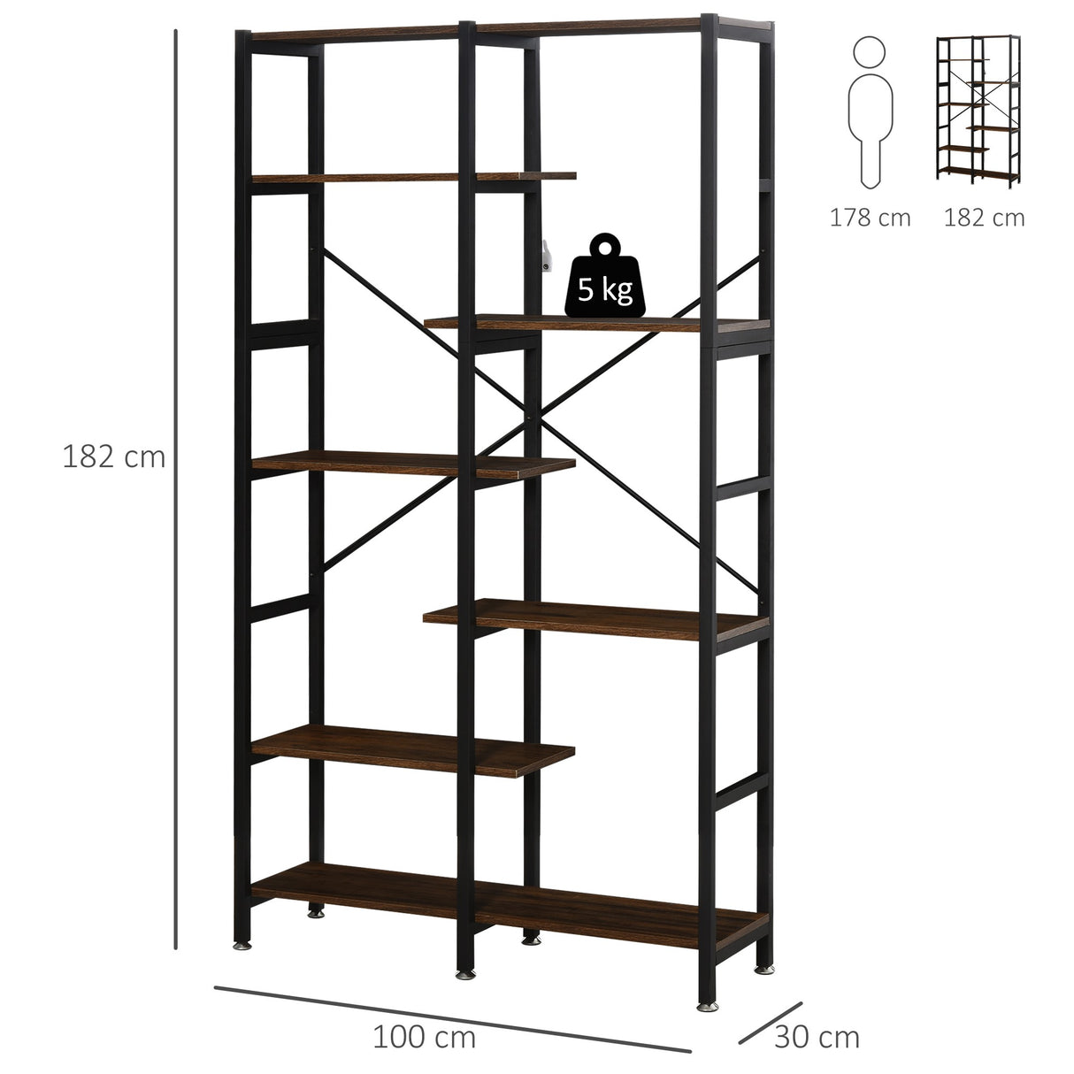 immagine-3-easycomfort-easycomfort-grande-scaffale-libreria-da-parete-in-legno-e-metallo-nero-con-6-ripiani-stile-vintage-industriale-100x30x182cm-ean-8055776912851