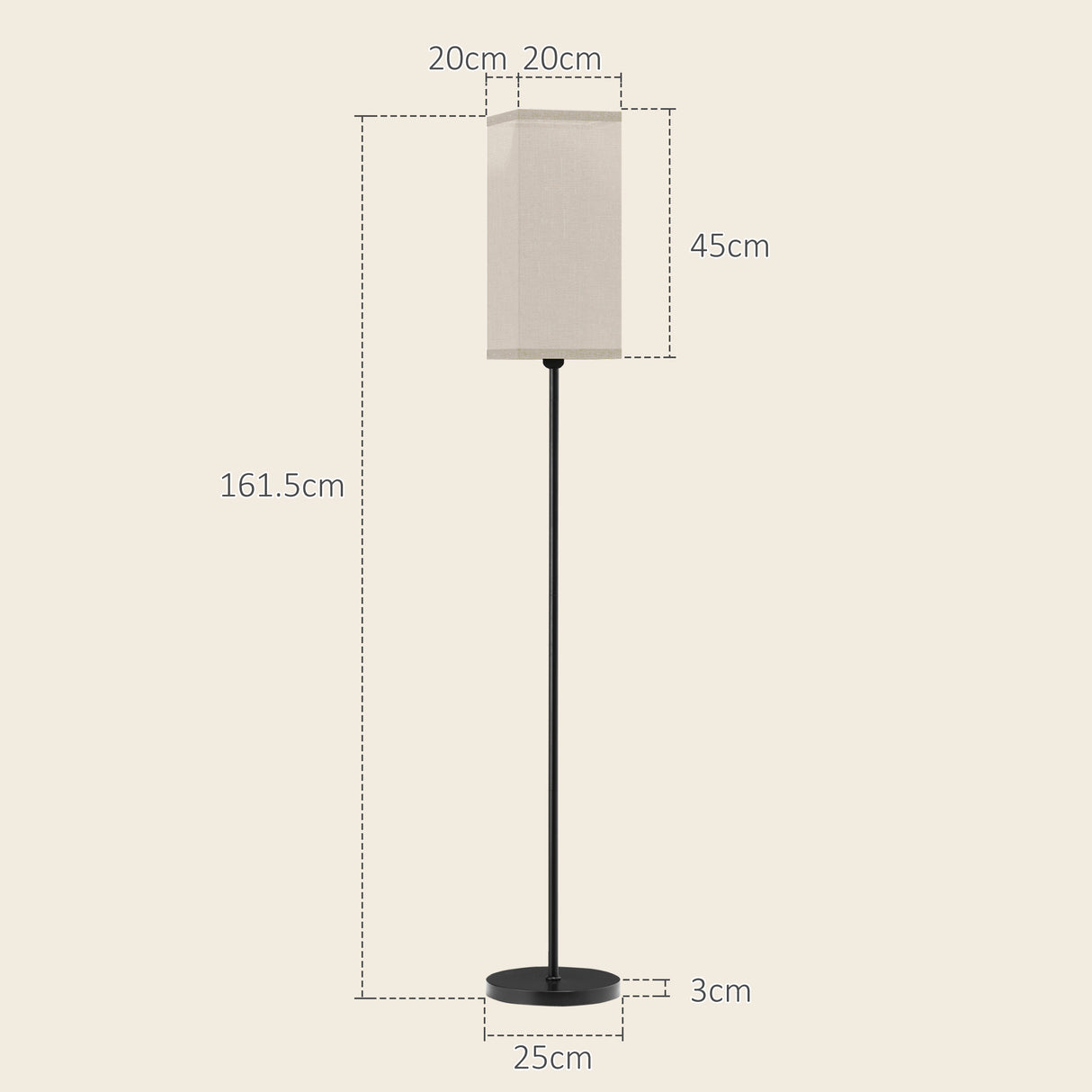 easycomfort easycomfort lampada da terra 40w con interruttore a pedale in tessuto effetto lino e metallo 25x161 5 cm nero e beige