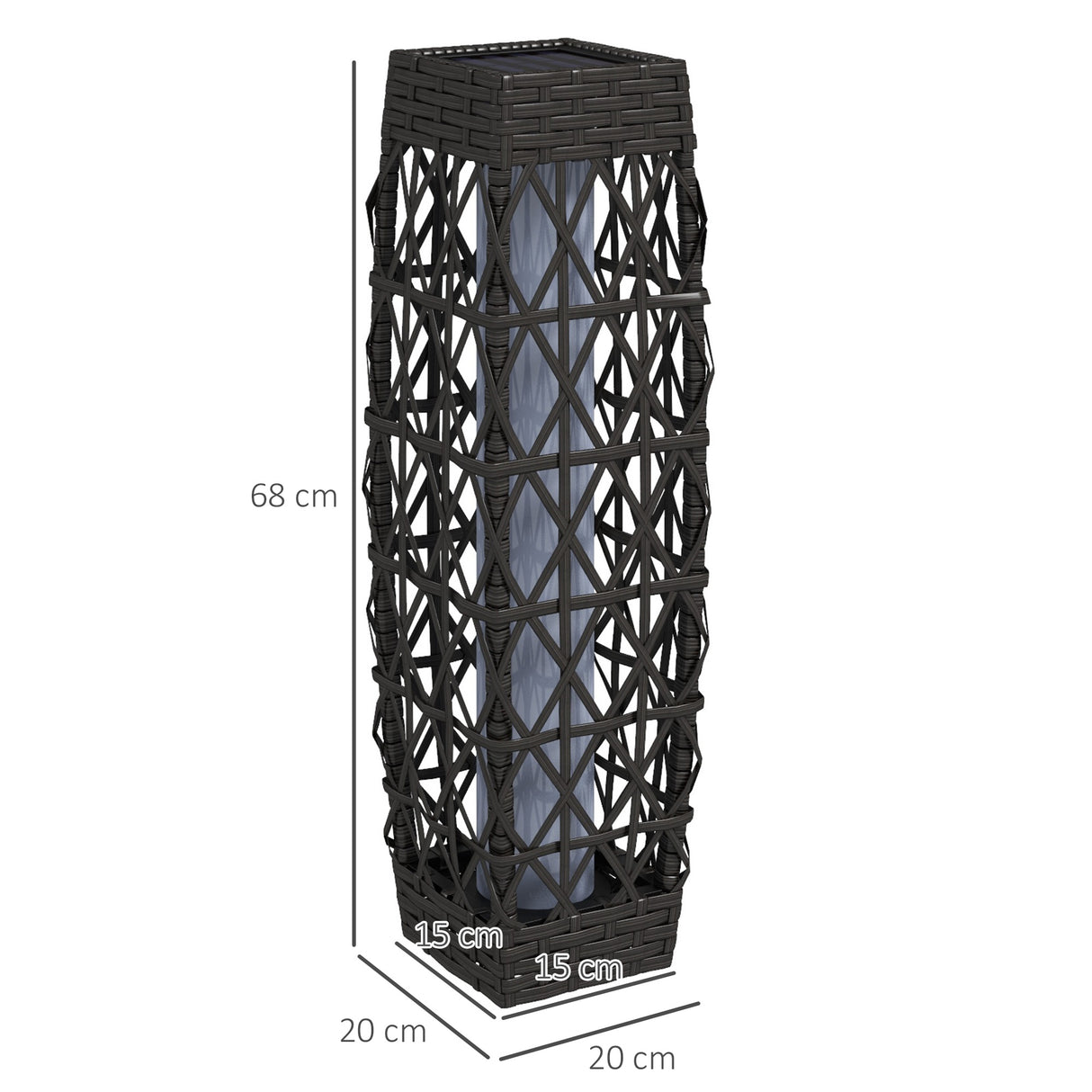 easycomfort easycomfort lampada solare da giardino con illuminazione led in acciaio e rattan pe 20x20x68 cm grigio