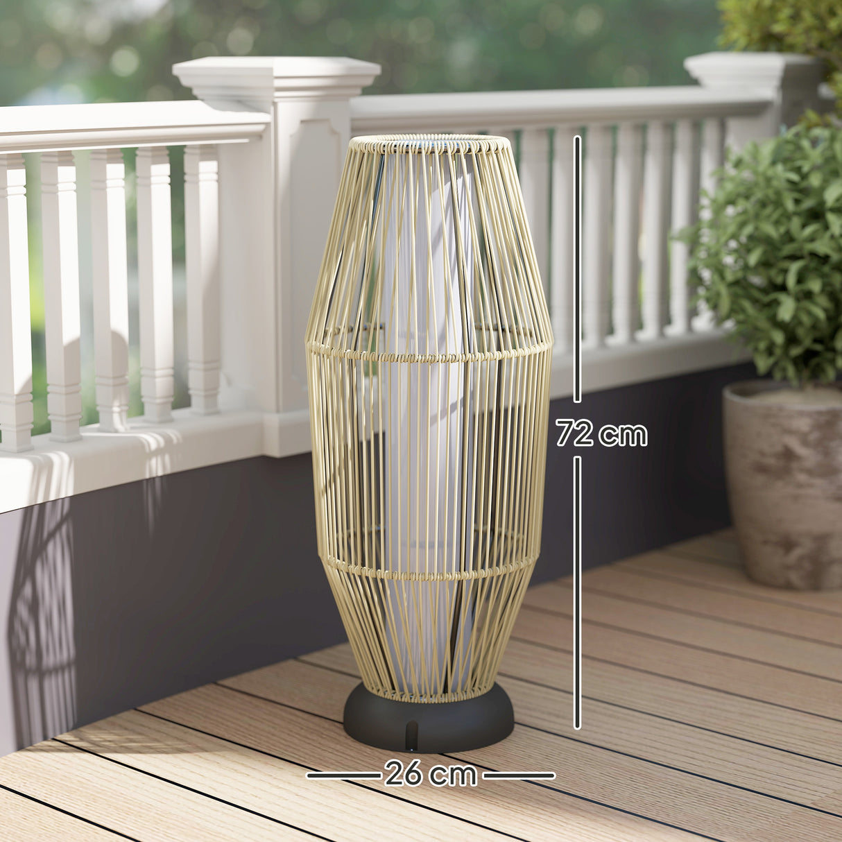 easycomfort easycomfort lampada solare da giardino con illuminazione led in pe rattan e acciaio 26x72 cm grigio