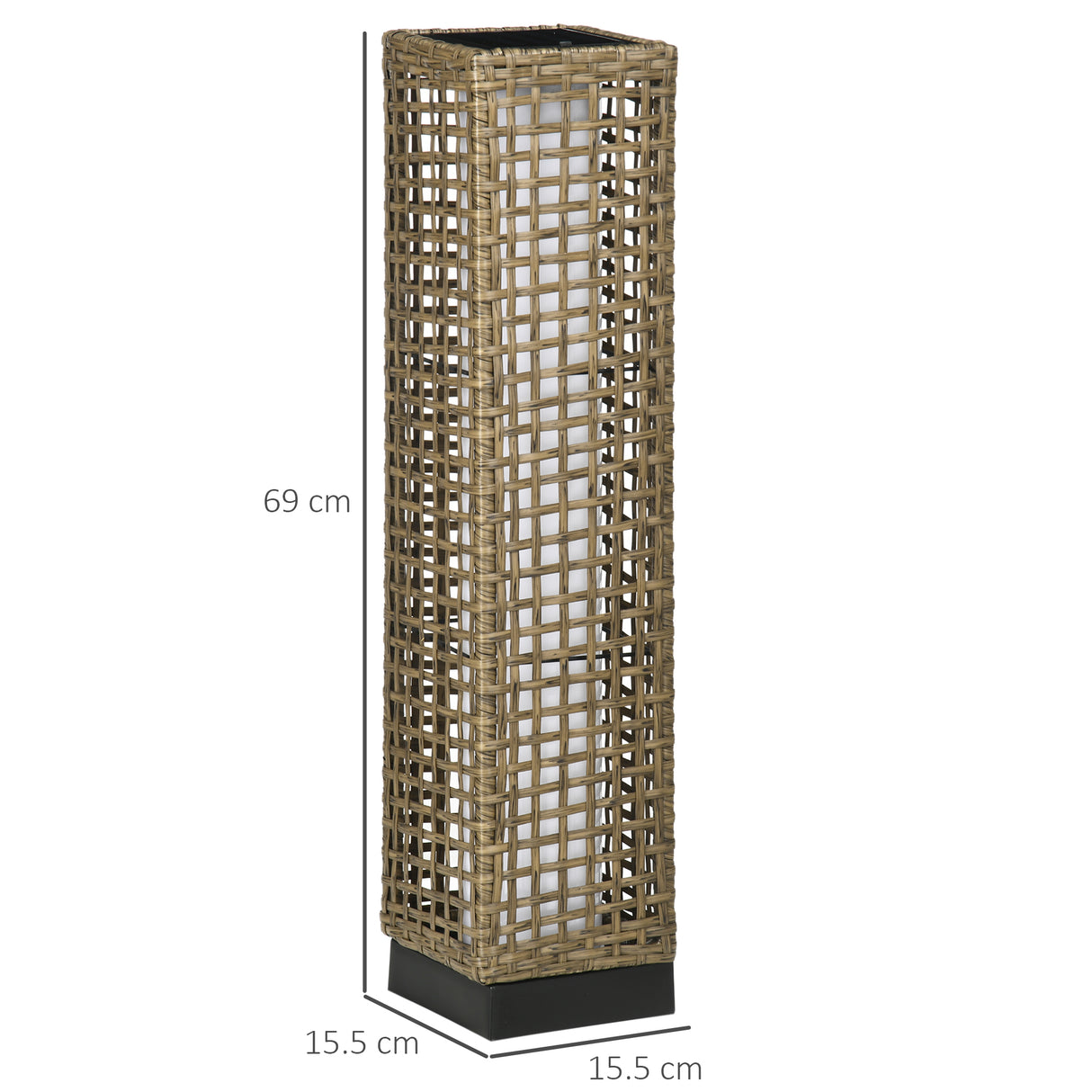 easycomfort easycomfort lampada solare da giardino con pannello di ricarica in acciaio e rattan 15 5x15 5x69 cm nero e marrone