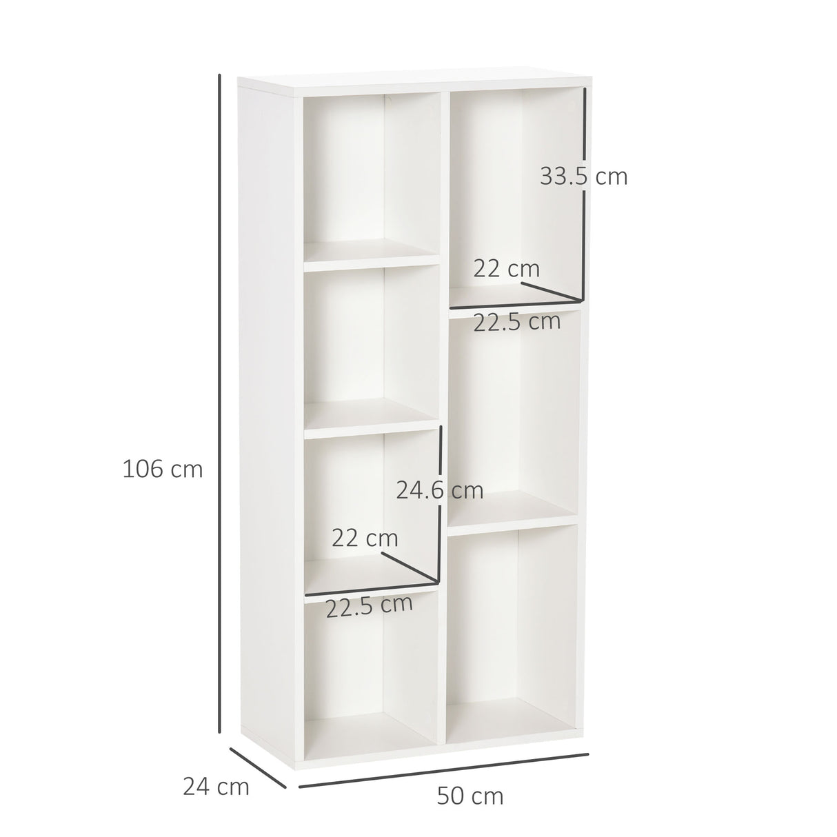 easycomfort easycomfort libreria moderna a cubi con 7 ripiani in legno truciolato 50x24x106 cm bianca