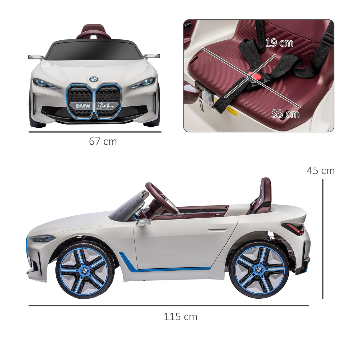 easycomfort easycomfort macchina elettrica per bambini 3 6 anni con licenza bmw con telecomando clacson e fari 115x67x45 cm bianca