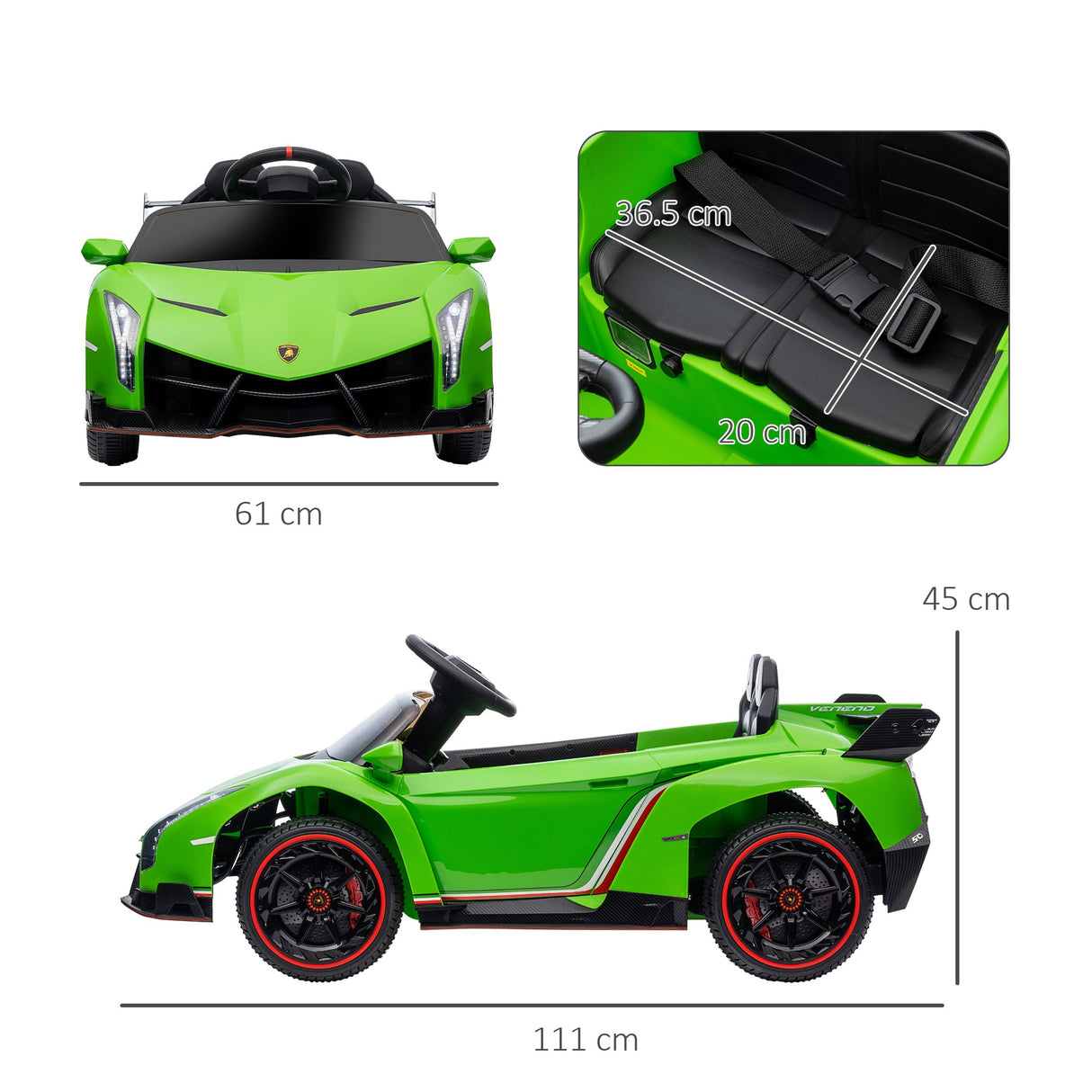 easycomfort easycomfort macchina elettrica per bambini lamborghini veneno 12v con telecomando eta 3 6 anni verde