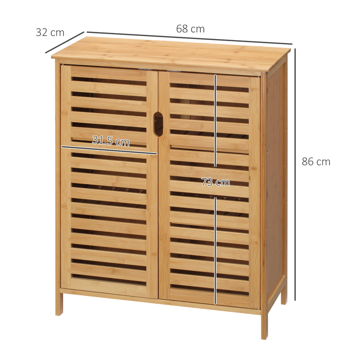 easycomfort easycomfort mobile bagno moderno a 2 ante con 2 ripiani ventilati in bambu 68x32x86 cm color legno