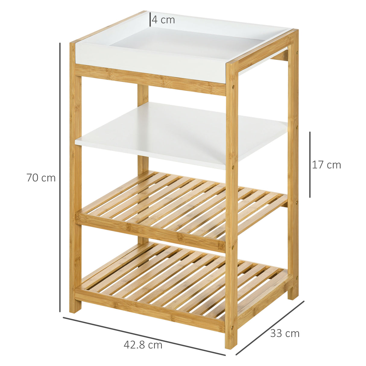 immagine-3-easycomfort-easycomfort-mobile-con-scaffali-in-bambu-e-mdf-con-vassoio-removibile-42-8x33x70cm-bianco-e-color-legno