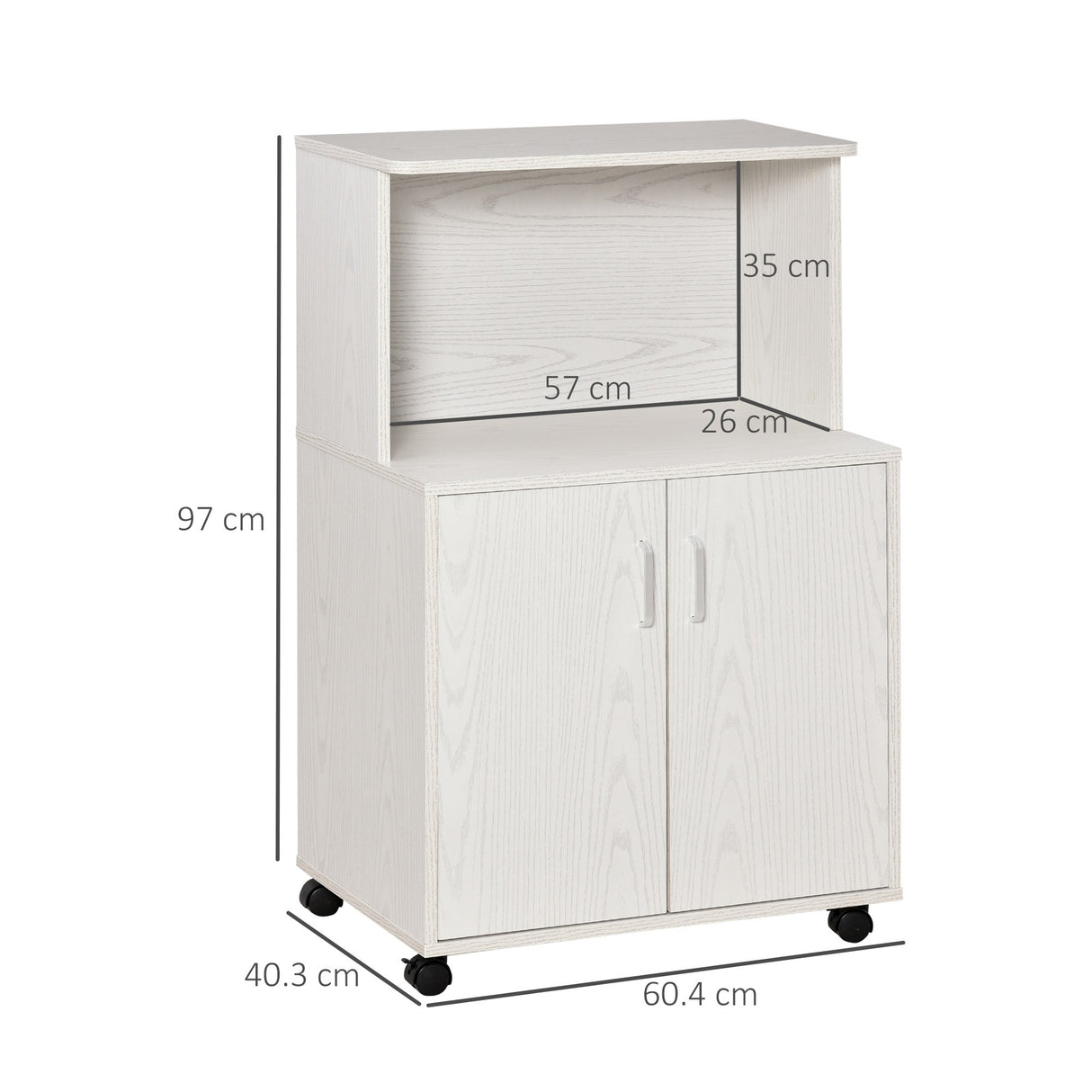 easycomfort easycomfort mobile cucina multiuso con ruote armadietto e ripiano per microonde credenza alta in legno truciolare 60 4x40 3x97cm bianco