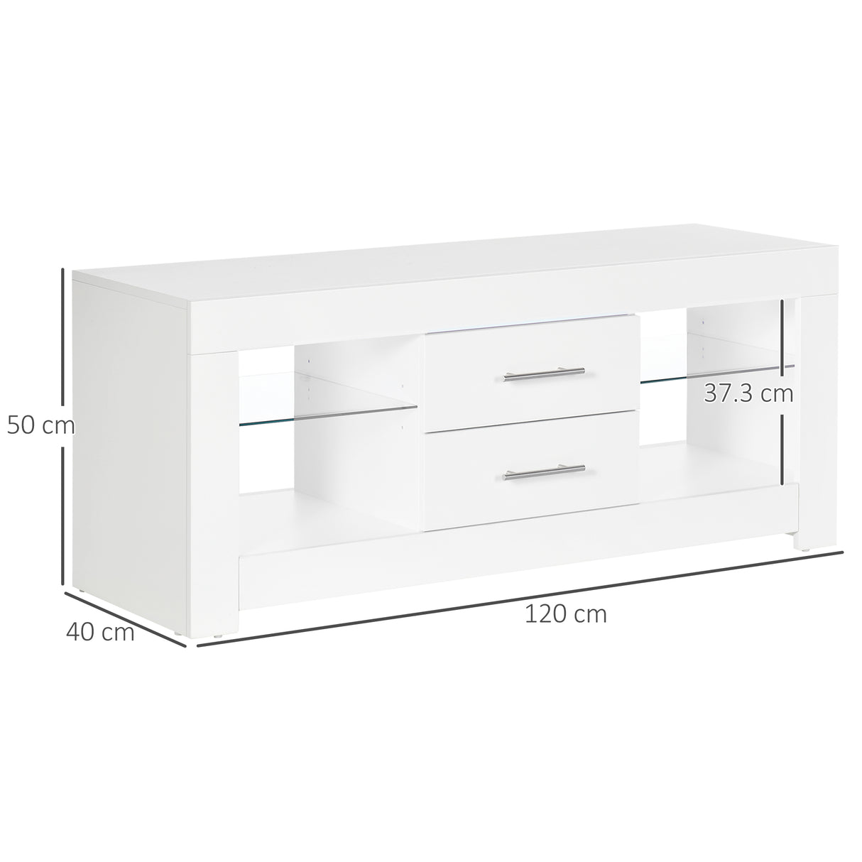 easycomfort easycomfort mobile porta tv da 55 con luci led a 12 colori e telecomando legno e vetro 120x40x50cm bianco