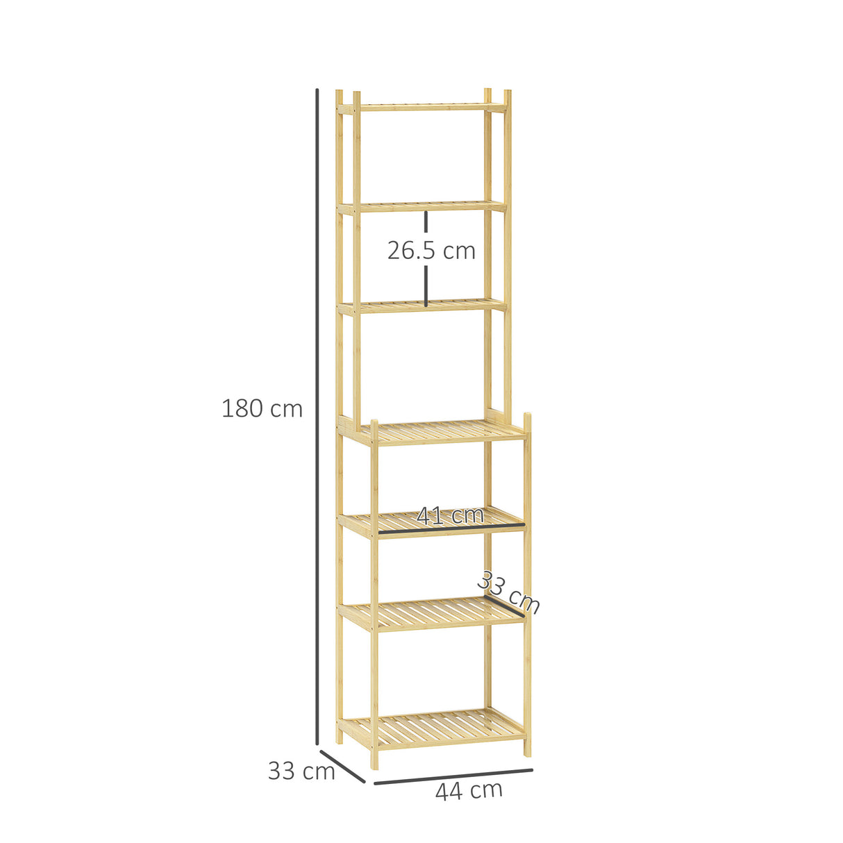 easycomfort easycomfort mobile scaffale bagno a 7 ripiani portaoggetti in bambu 44x33x180 cm color legno