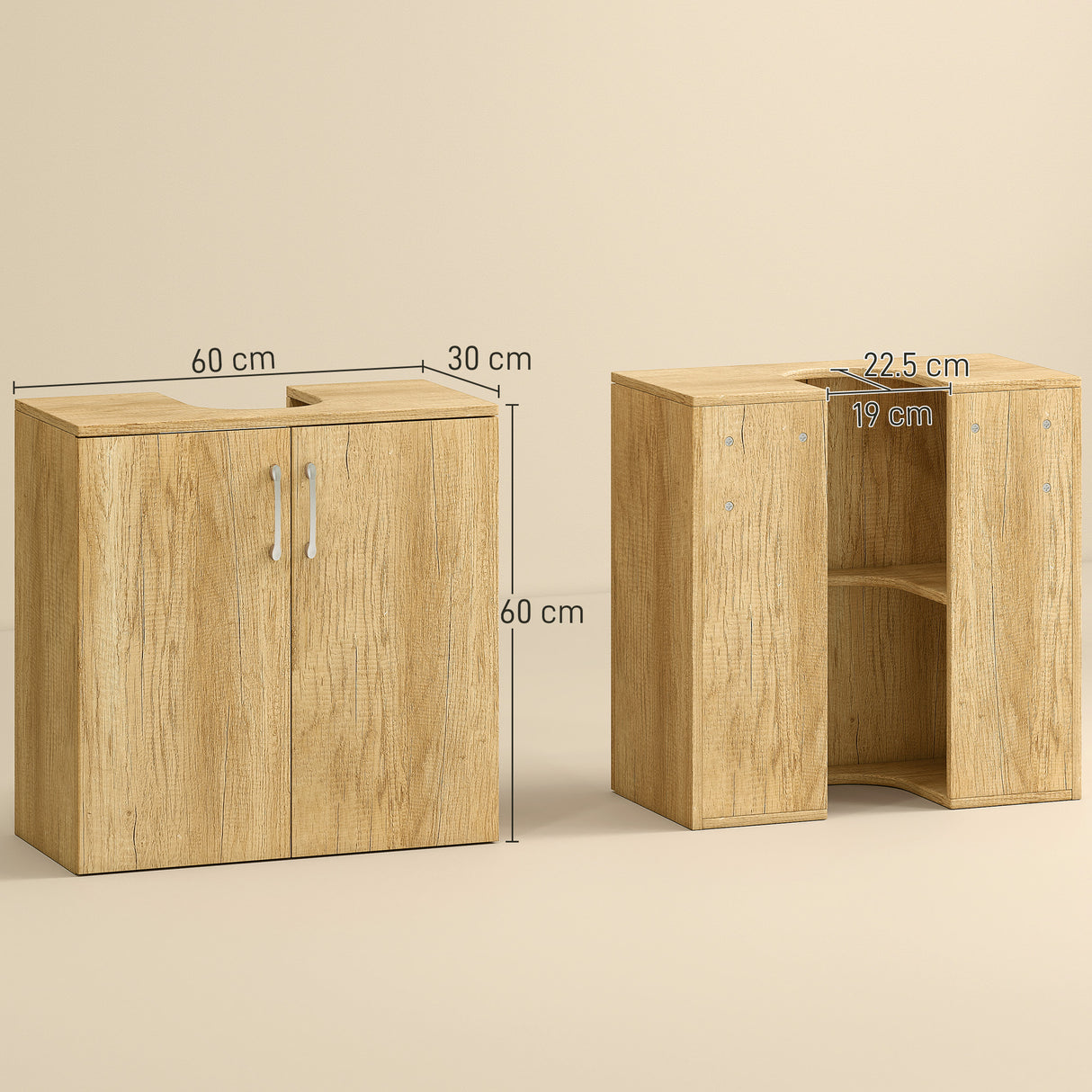 easycomfort easycomfort mobiletto bagno sottolavabo sospeso a 2 ante con 2 ripiani in legno colore naturale