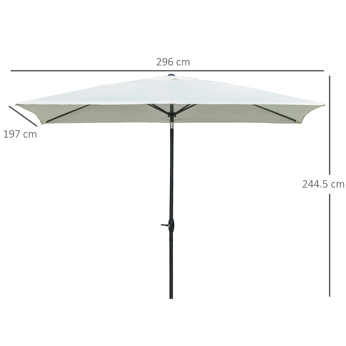 easycomfort easycomfort ombrellone rettangolare 2x3 m da giardino con apertura a manovella e inclinazione regolabile beige