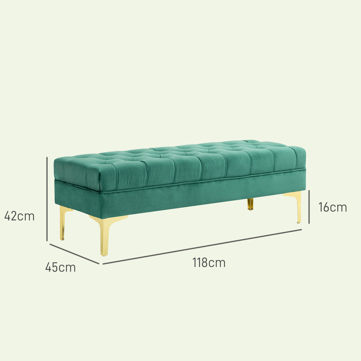 easycomfort easycomfort panca fondo letto imbottita con rivestimento trapuntato in tessuto effetto velluto 118x45x42 cm verde scuro