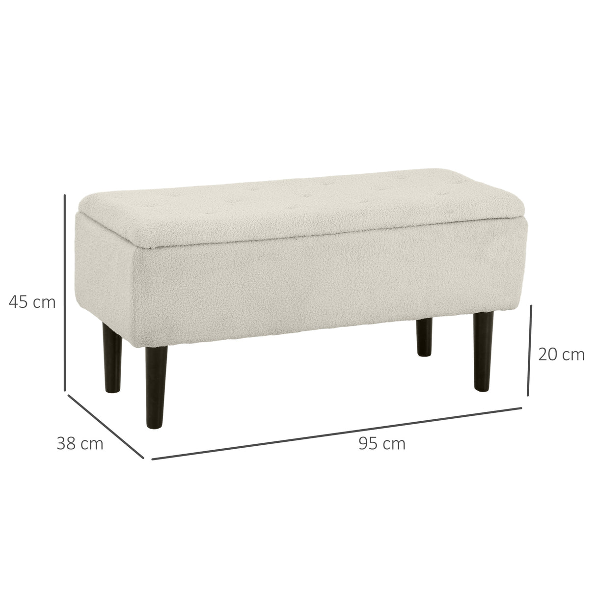 easycomfort easycomfort panca fondoletto con vano contenitore da 47l e rivestimento boucle 95x38x45 cm beige