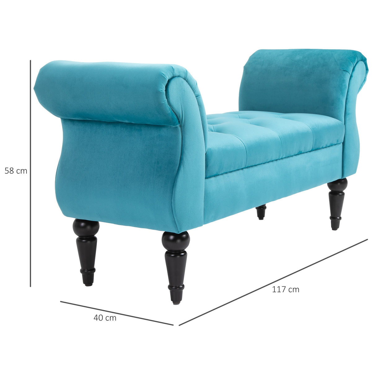 easycomfort easycomfort panca fondoletto in stile vintage struttura in legno e seduta imbottita stile chesterfield azzurra 117 x 40 x 58cm ean 8055776914985