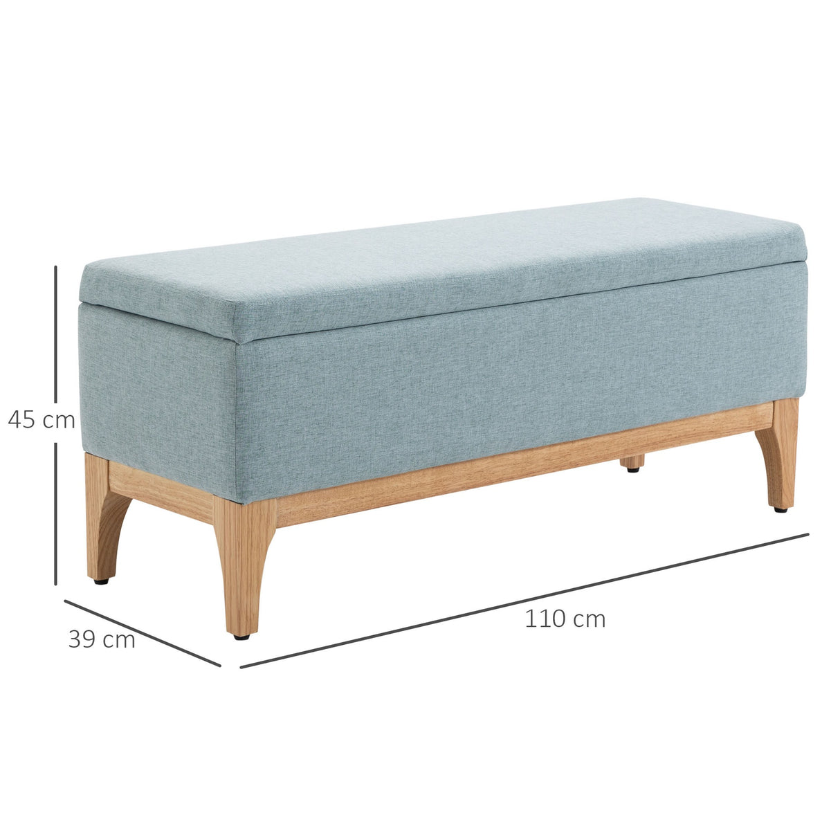 easycomfort easycomfort panca imbottita contenitore in tessuto con design scandinavo 110x39x45acm azzurro