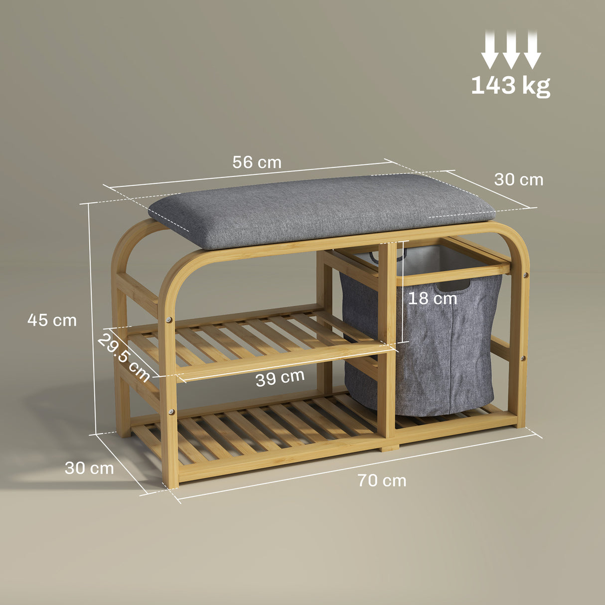 easycomfort easycomfort panca scarpiera da ingresso con seduta imbottita design a doghe e cestino estraibile 70x30x45 cm legno