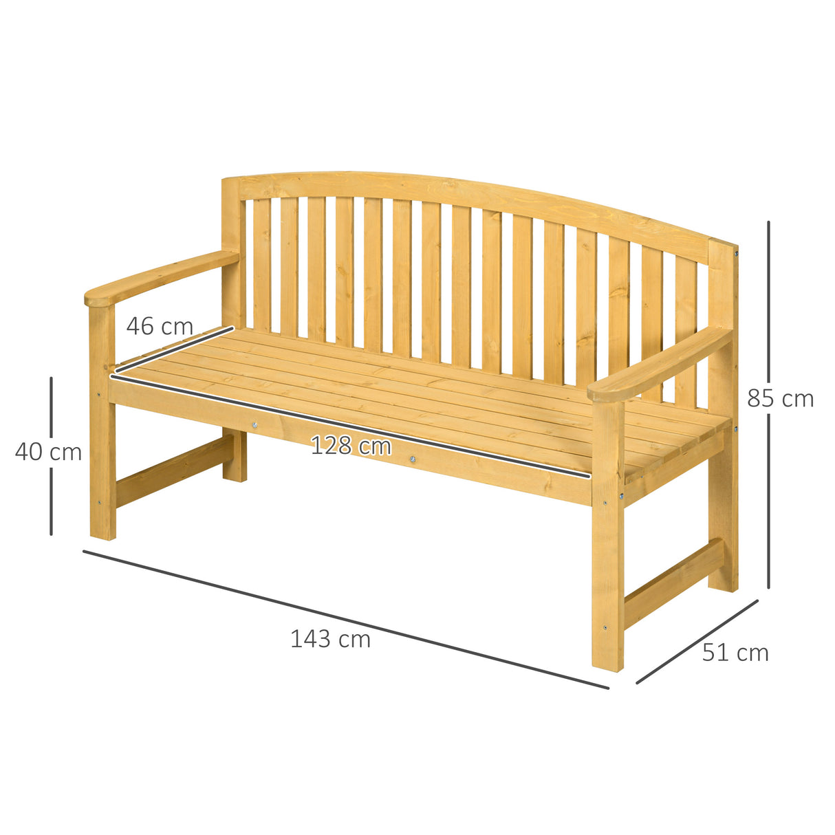 easycomfort easycomfort panchina da giardino 2 posti con seduta e schienale a doghe in legno di abete 143x51x85 cm