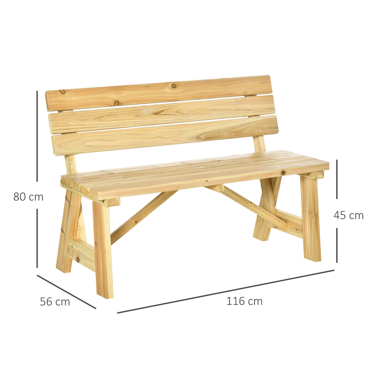 easycomfort easycomfort panchina da giardino in legno 2 posti a doghe con schienale alto 116x56x80cm colore naturale