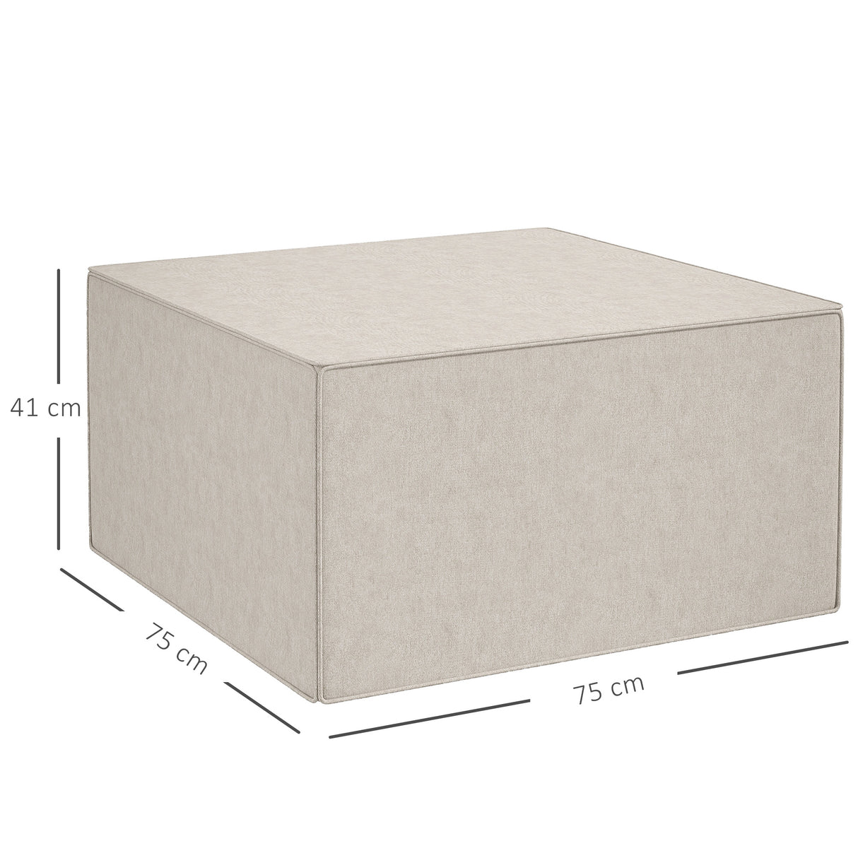 easycomfort easycomfort poggiapiedi 2 in 1 con rivestimento rimovibile in tessuto effetto lino 75x75x41 cm beige