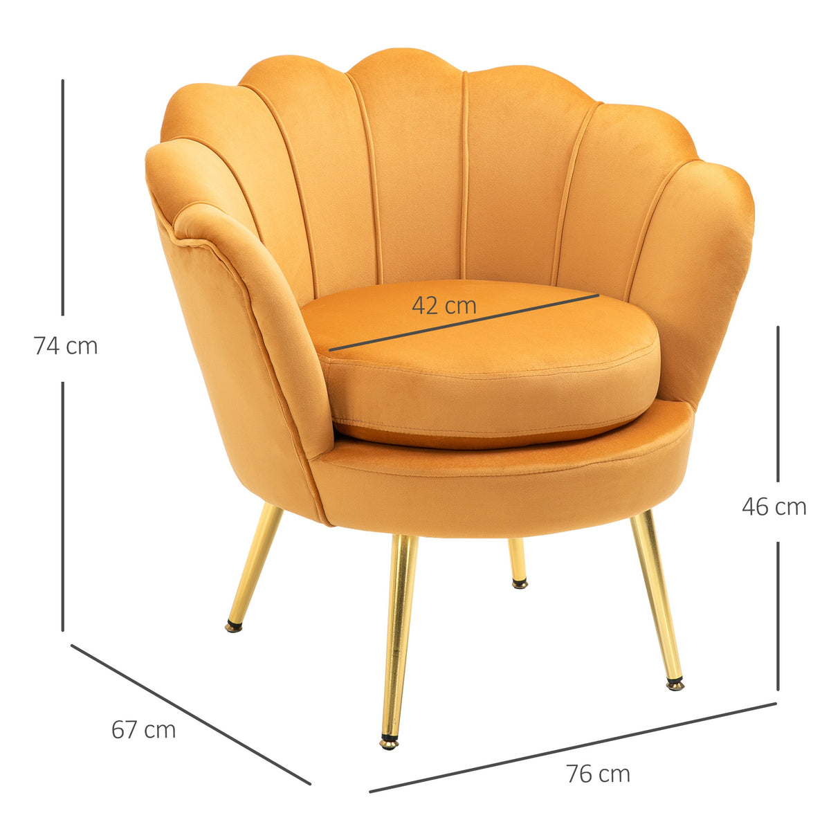 easycomfort easycomfort poltrona a conchiglia poltroncina vintage poltroncina da camera e salotto design elegante con schienale alto 76x67x74cm giallo ean 8055776910246