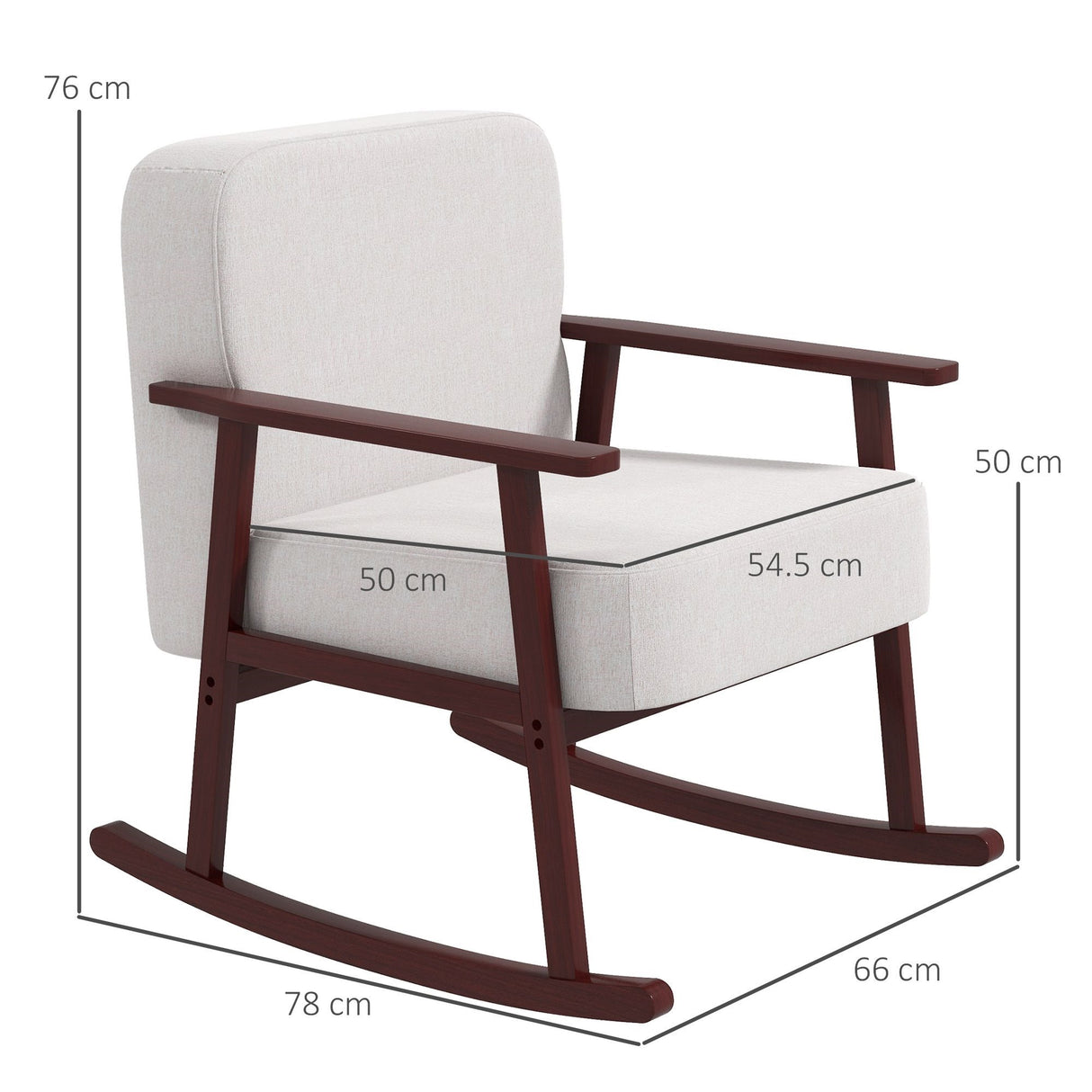 easycomfort easycomfort poltrona a dondolo in tessuto effetto lino e legno con braccioli e cuscini 66x78x76 cm beige e marrone