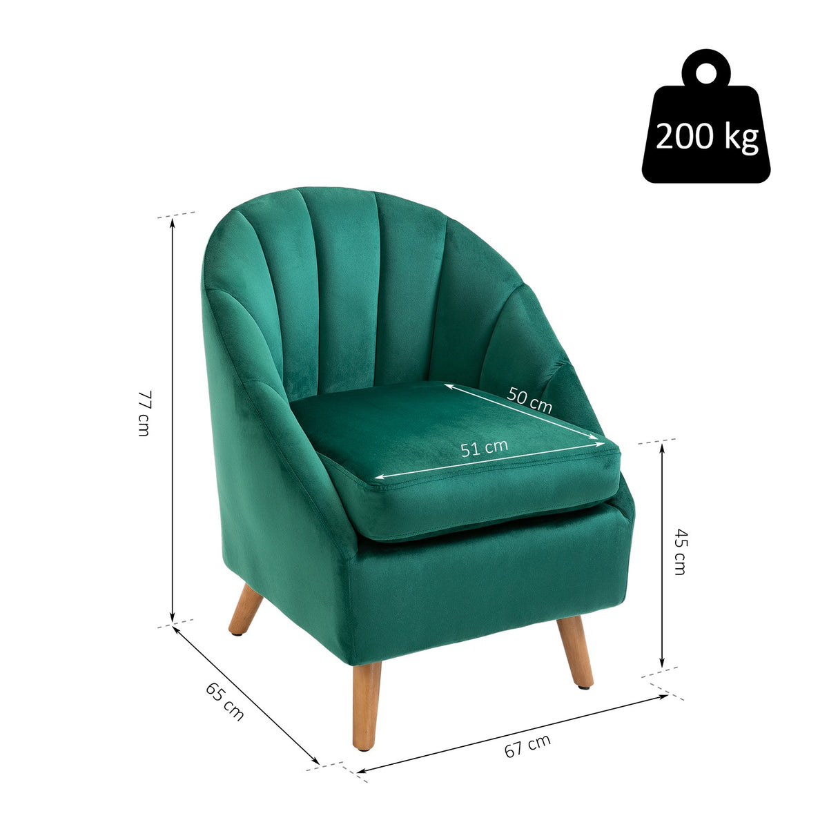 easycomfort easycomfort poltrona da camera da letto e salotto in velluto verde con imbottitura spessa e solida struttura in legno 67x65x77cm ean 8055776910642