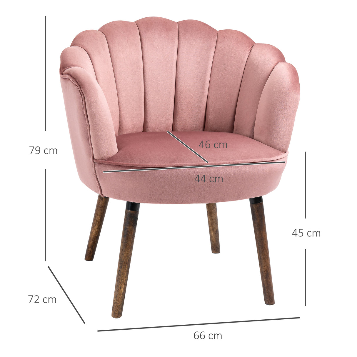 easycomfort easycomfort poltrona imbottita con schienale a conchiglia e gambe in legno poltrona in velluto per salotto e camera 66x66x78 5cm rosa
