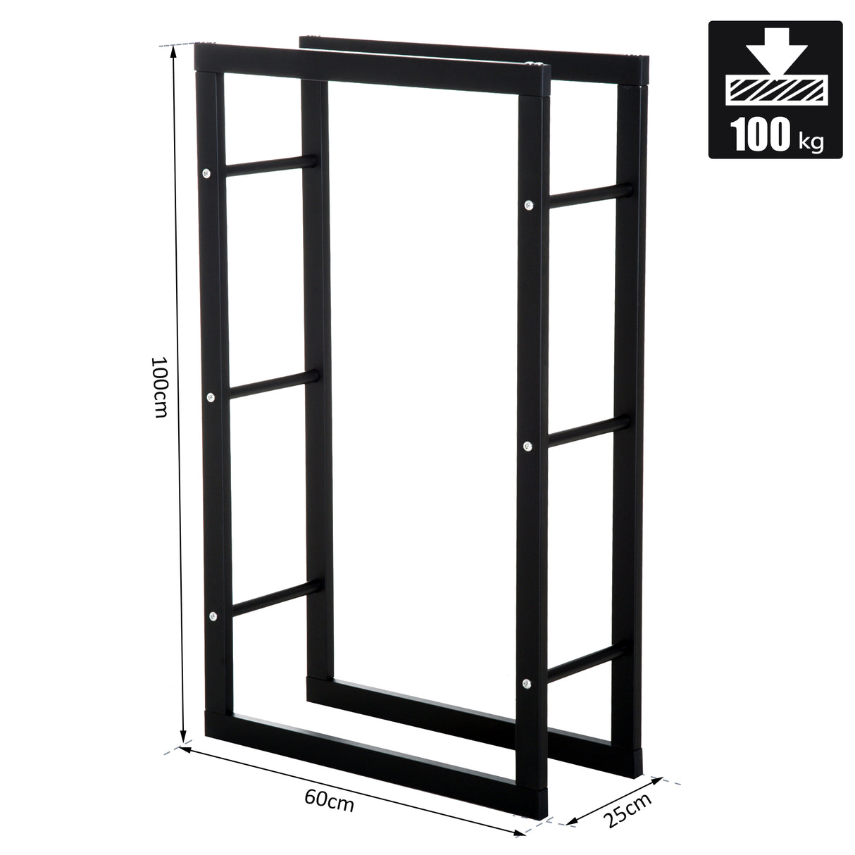 easycomfort easycomfort porta legna per casa e giardino in ferro nero 60x25x100cm