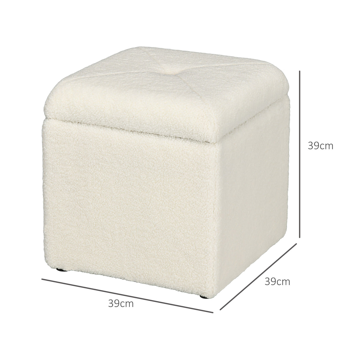easycomfort easycomfort pouf contenitore imbottito in tessuto teddy morbido per salotto e camera 39x39x39cm crema