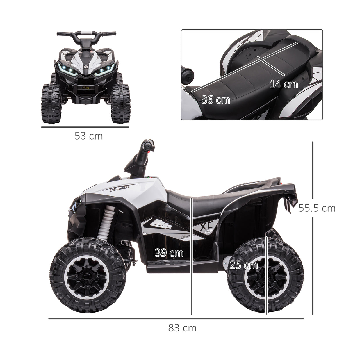 easycomfort easycomfort quad per bambini 3 5 anni elettrico 12v 2 velocita ruote larghe con sospensioni e fari led bianco