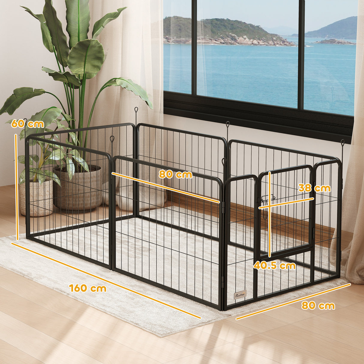 easycomfort easycomfort recinto per cani a 6 pannelli modulabili da 80x1 5x60 cm in acciaio nero con porta di ingresso