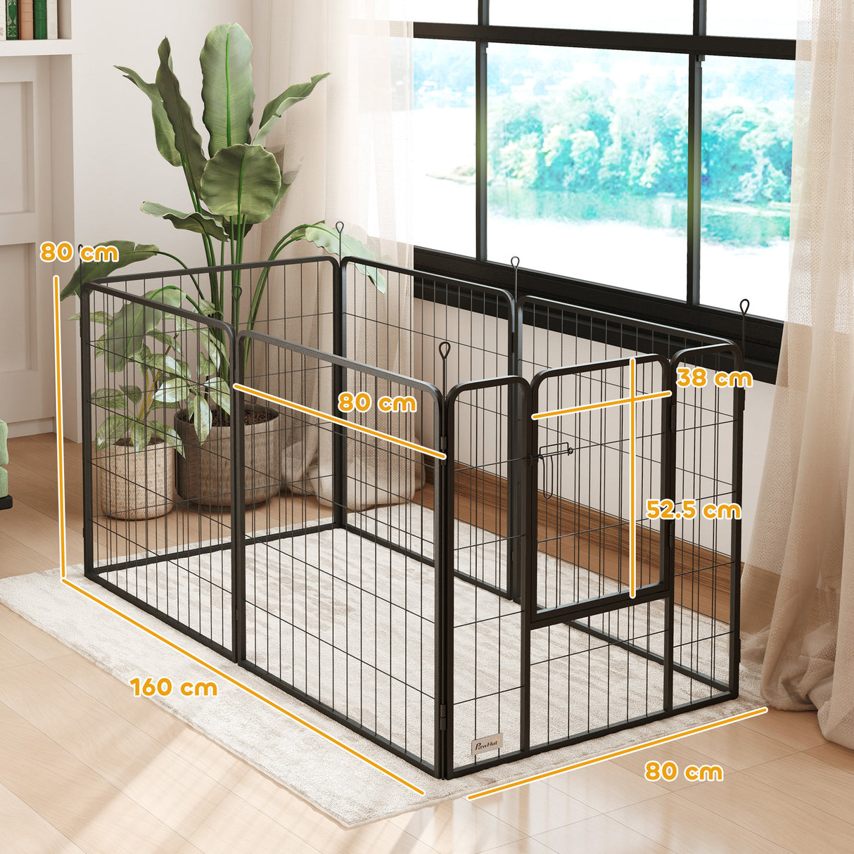 easycomfort easycomfort recinto per cani a 6 pannelli modulabili pieghevole con porta in acciaio altezza 80 cm nero