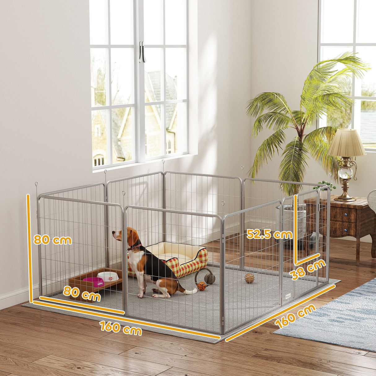 easycomfort easycomfort recinto per cani a 8 pannelli modulabili pieghevole con porta in acciaio altezza 80 cm argento