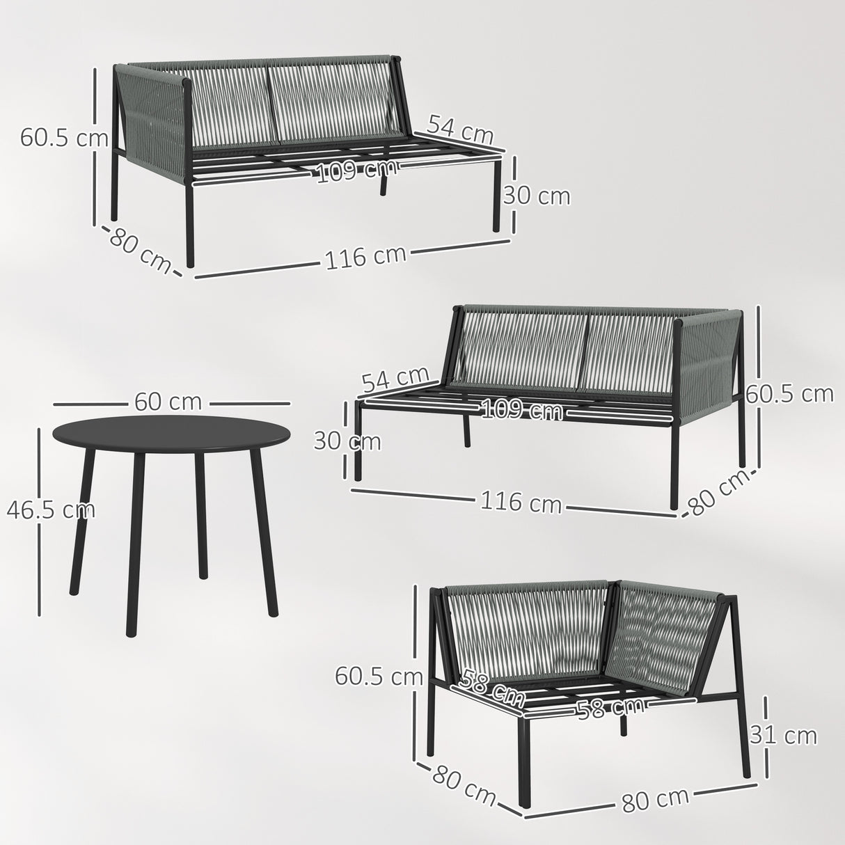 easycomfort easycomfort salotto da giardino in rattan con divano angolare modulabile tavolino da caffe e cuscini grigio