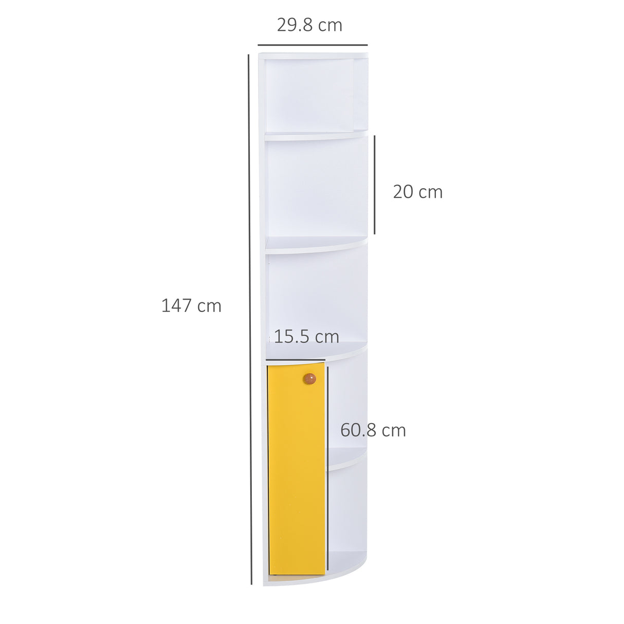 easycomfort easycomfort scaffale angolare da parete in legno bianco mobile libreria con 5 ripiani e armadietto giallo design moderno 29 8x29 9x147cm ean 8054144132952
