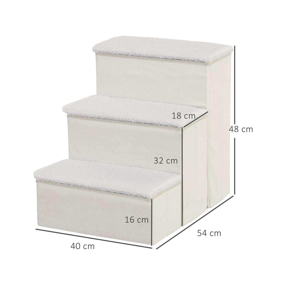 easycomfort easycomfort scaletta per cani a 3 gradini con vano contenitore pieghevole e lavabile 40x54x48 cm bianco