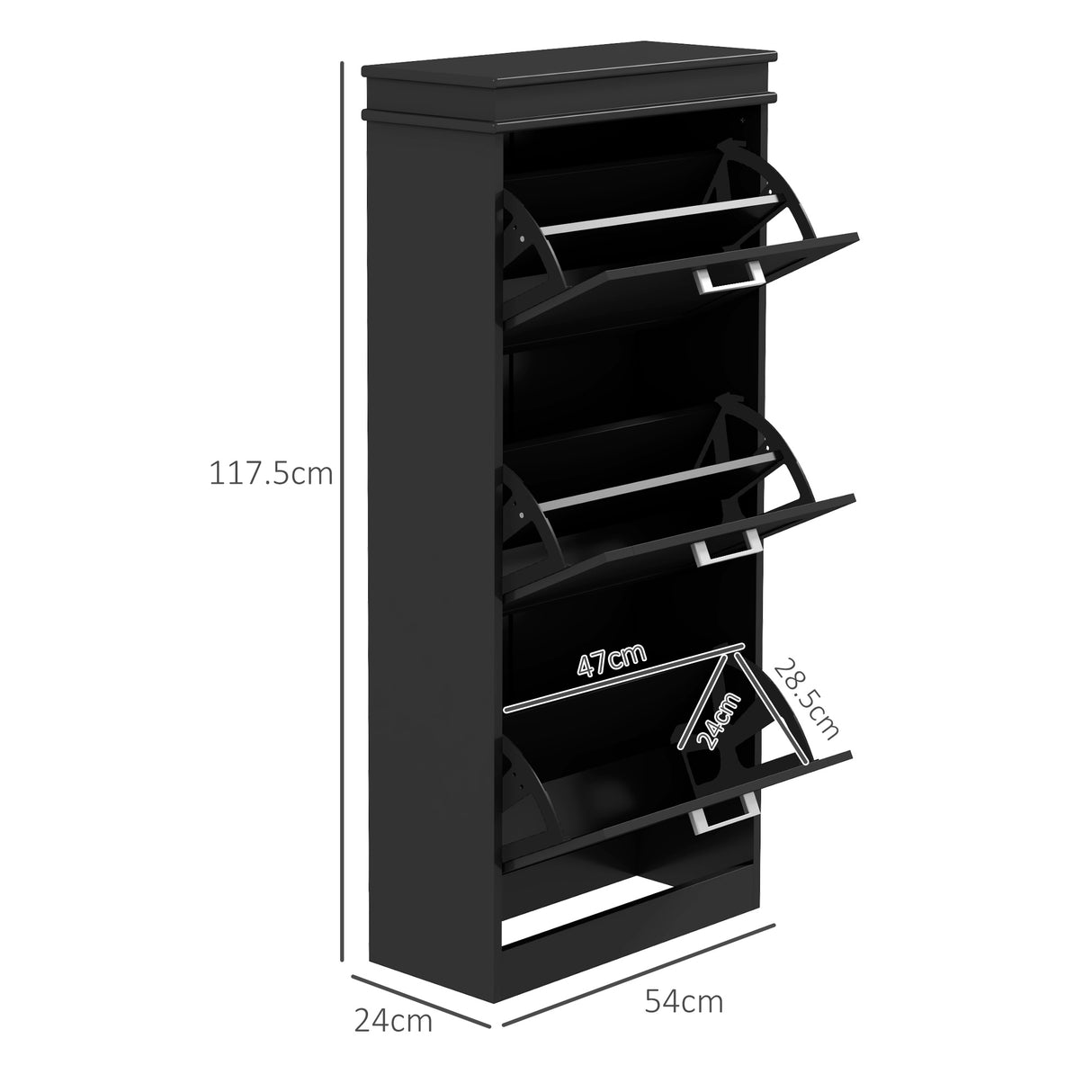 easycomfort easycomfort scarpiera moderna con 3 cassetti ribaltabili per 15 paia di scarpe e ripiano regolabile 54x24x117 5cm nero