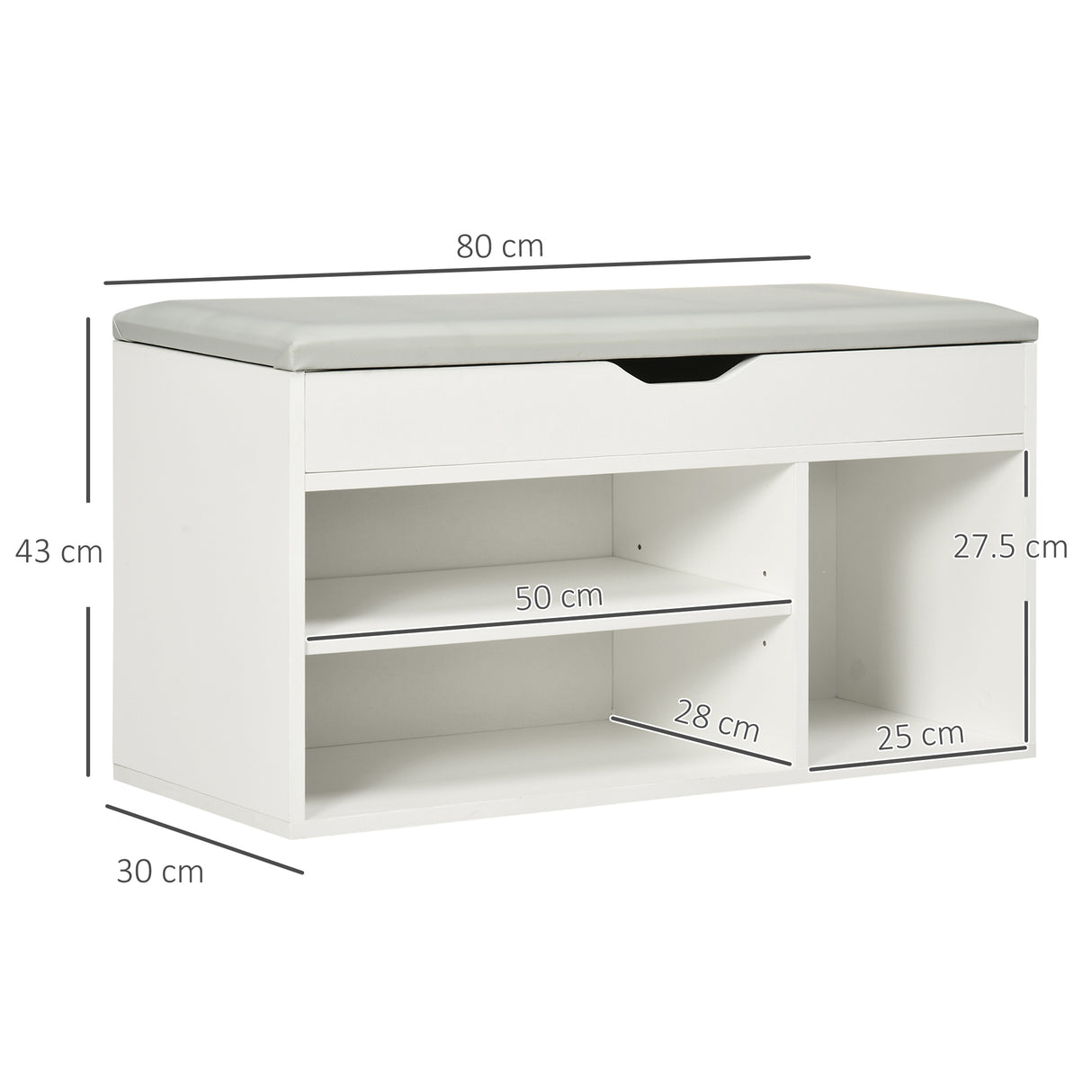 easycomfort easycomfort scarpiera salvaspazio da ingresso imbottita mobile da ingresso con scarpiera con 3 scomparti seduta in pelle pu per soggiorno e corridoio 80x30x43 cm bianco ean 8054111849661