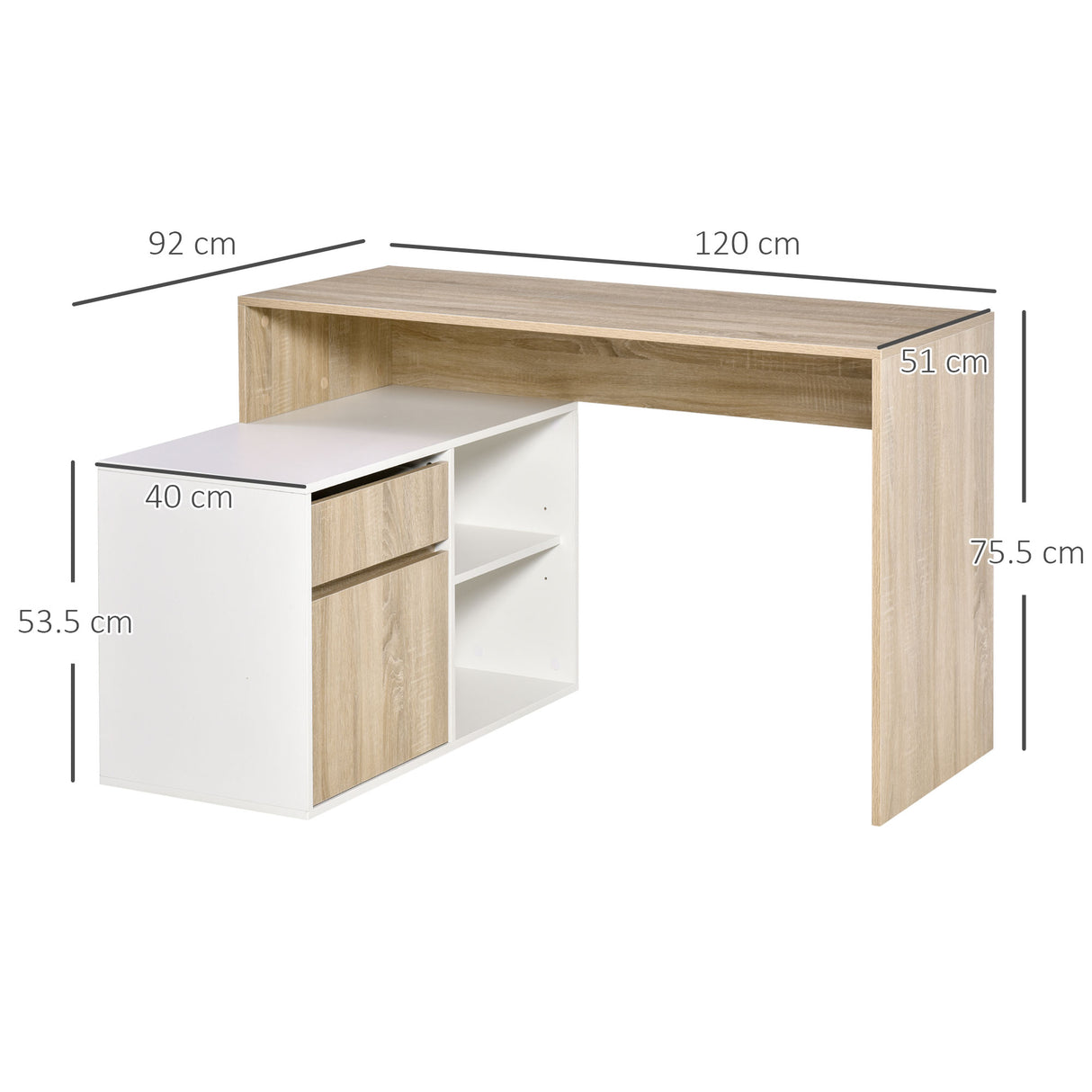 easycomfort easycomfort scrivania angolare scrivania ad angolo per computer da camera o ufficio scrivania salvaspazio in legno rovere e bianco