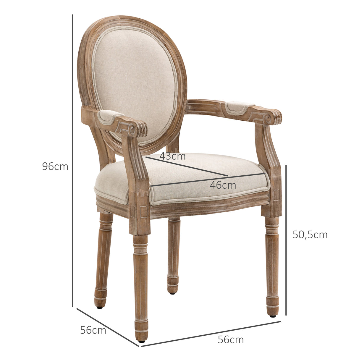 easycomfort easycomfort sedia da salotto stile classico imbottita con rivestimento in tessuto 56x56x96cm bianco crema