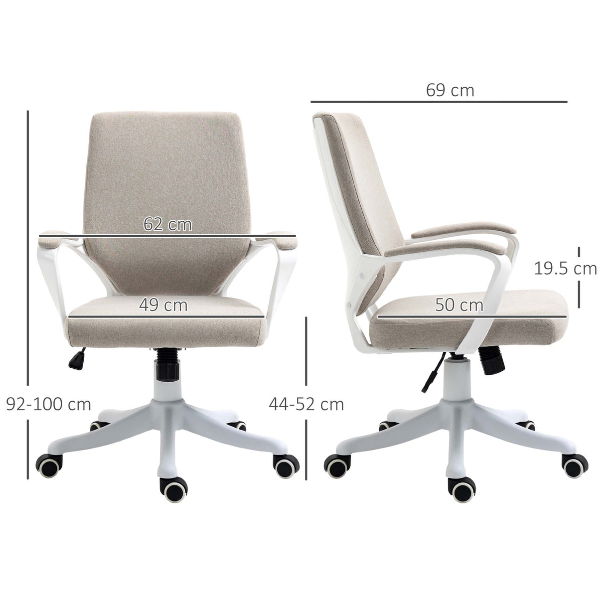 easycomfort easycomfort sedia da ufficio ergonomica con altezza regolabile e funzione dondolo 62x69x92 100cm beige