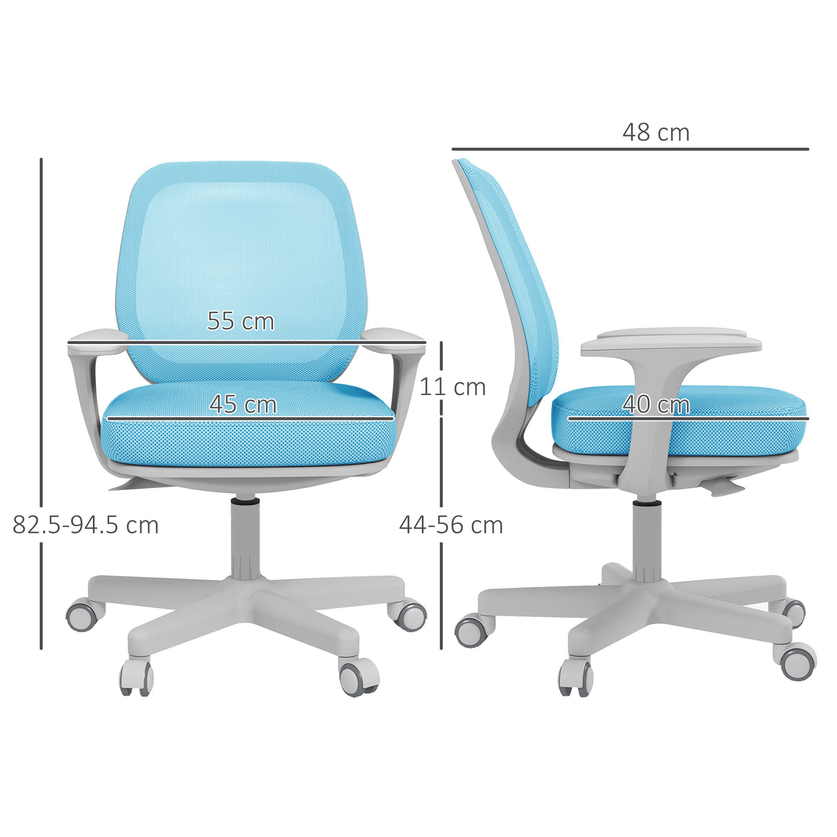 easycomfort easycomfort sedia da ufficio ergonomica e reclinabile ad altezza regolabile con 5 rotelle 55x48x82 5 94 5 cm azzurra