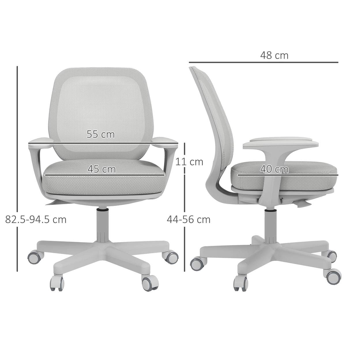 easycomfort easycomfort sedia da ufficio ergonomica e reclinabile ad altezza regolabile con 5 rotelle 55x48x82 5 94 5 cm grigia