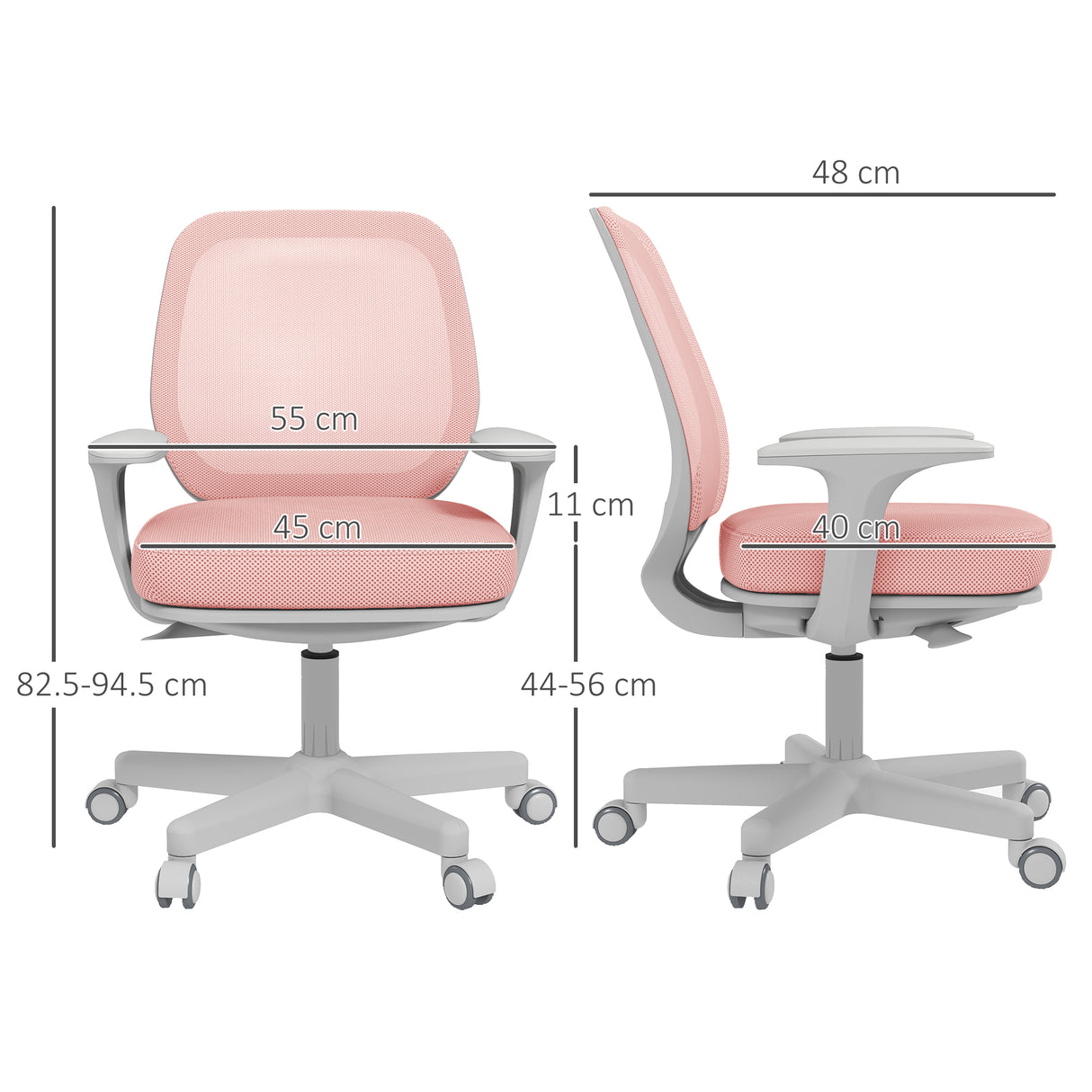 easycomfort easycomfort sedia da ufficio ergonomica e reclinabile ad altezza regolabile con 5 rotelle 55x48x82 5 94 5 cm rosa