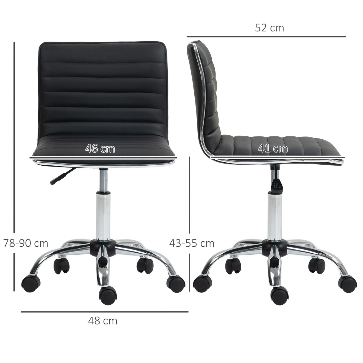 easycomfort easycomfort sedia da ufficio ergonomica in pelle pu con altezza regolabile seduta girevole e ruote nero