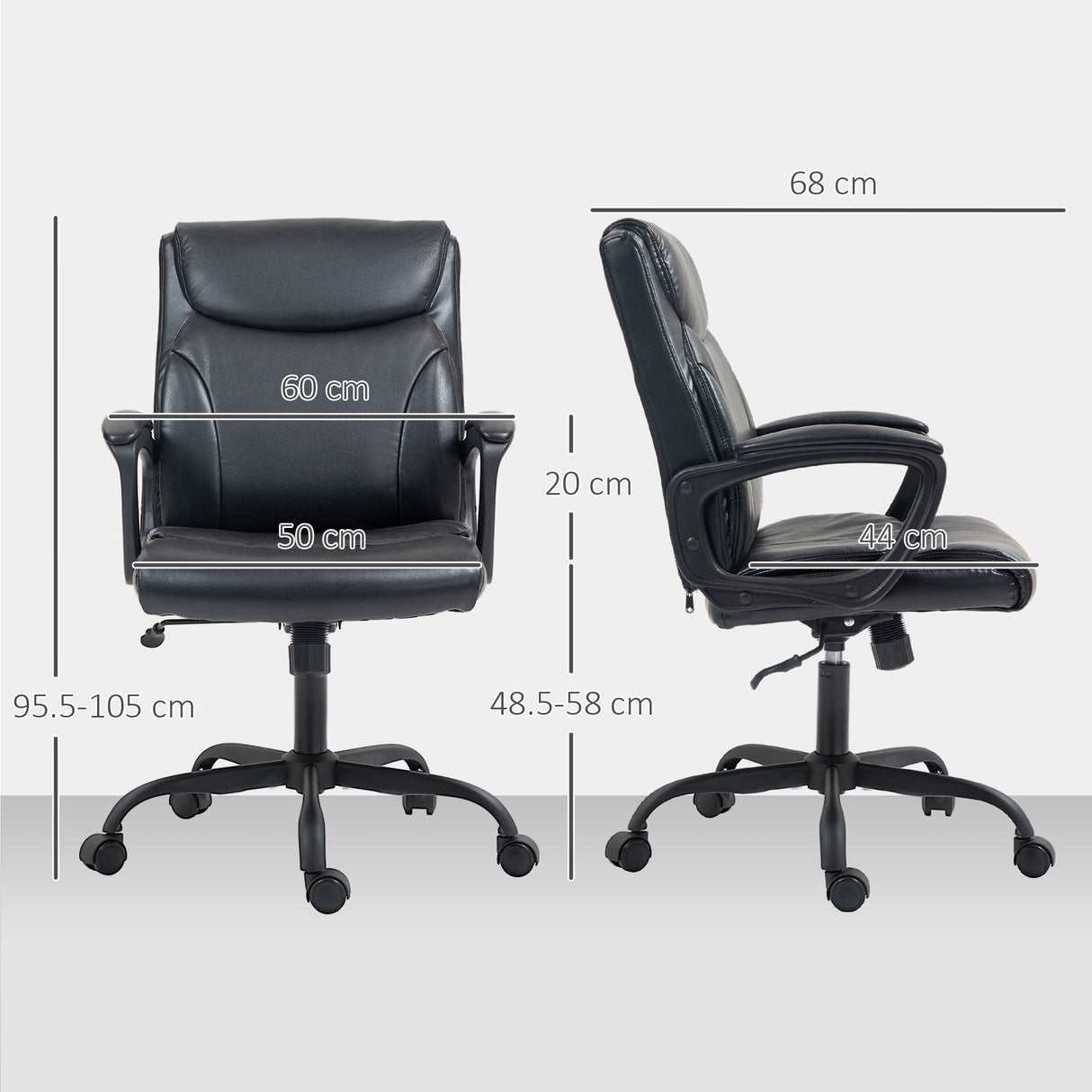 easycomfort easycomfort sedia da ufficio reclinabile ad altezza regolabile in finta pelle e acciaio 60x68x95 5 105 cm nero