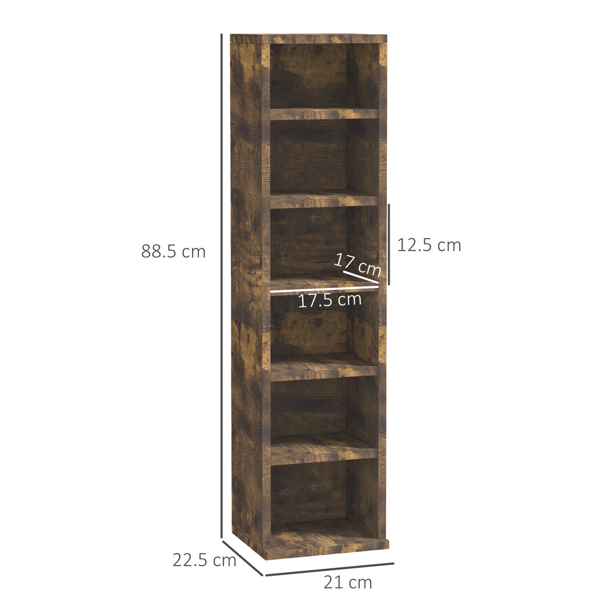 easycomfort easycomfort set 2 librerie scaffale porta cd a 6 ripiani ad altezza regolabile in legno 21x19 2x88 3 cm marrone